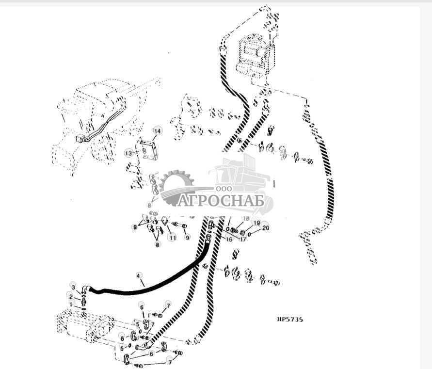 Hydrostatic Drive Oil Lines And Hoses, Lower (Sidehill Two Wheel Drive) ( 